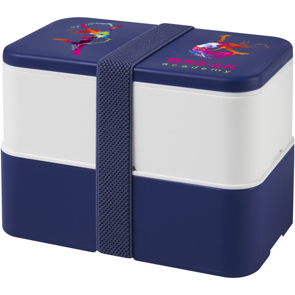 Lunch box MIYO 700+700 ml à deux blocs - Bleu / Blanc / Bleu