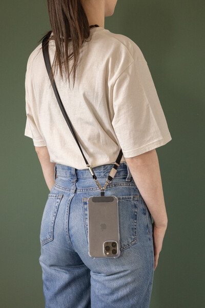 Crossbody lanyard Nivo RCS z recyklovaného PET - Černá