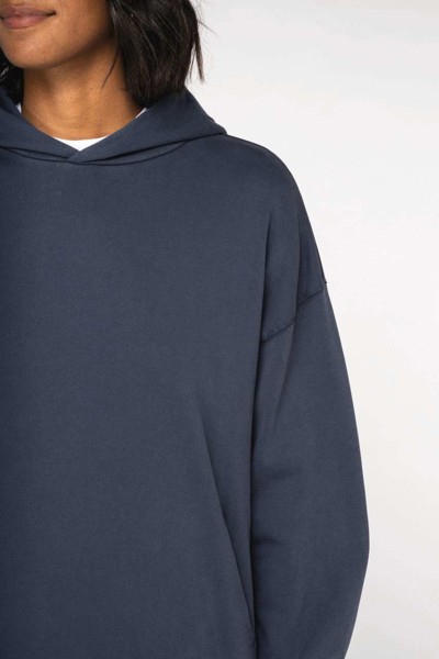 Unisex Washed Effect Oversize Hooded Sweatshirt - Washed Black / 2XL