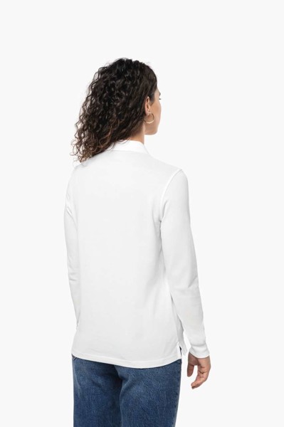 Ladies’ Organic 180 Piqué Polo Shirt Long Sleeves - White / M