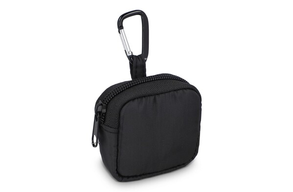Pochette en nylon pour écouteurs 6,5 x 6 cm - Noir