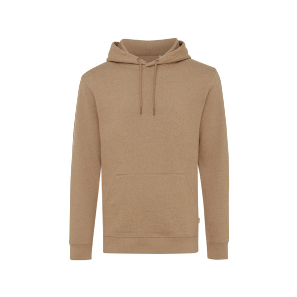 Sweat à capuche en coton recyclé et non teinté Iqoniq Torres - Heather Brown / L