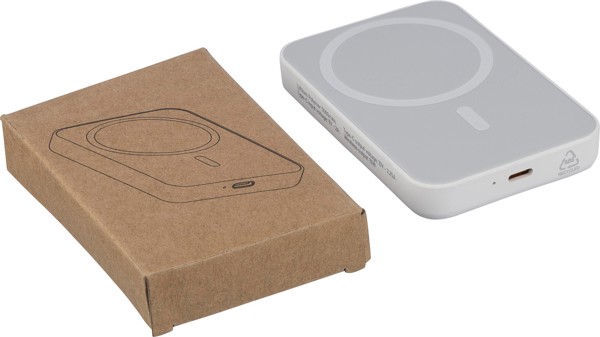 Recycled ABS wireless charger powerbank Miren - White