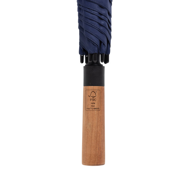 Parapluie 30" en rPET Aware™ et poignée en acacias - Bleu Marine