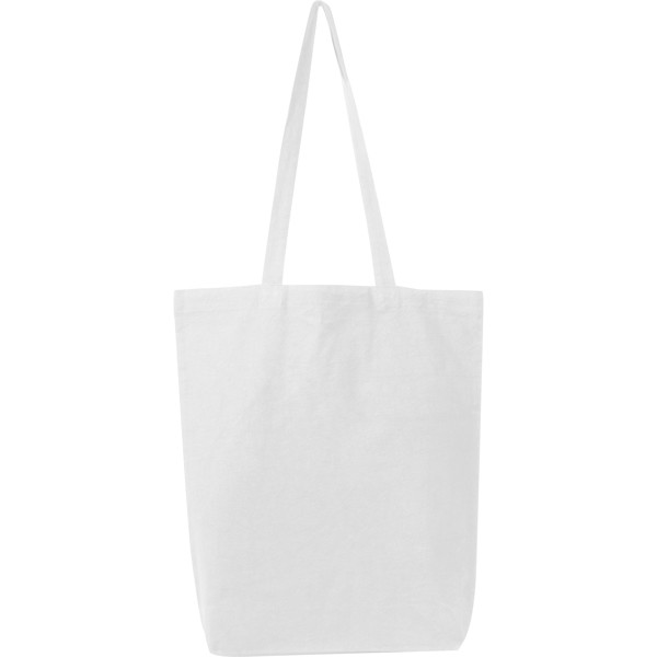 Fairtrade cotton bag with bottom fold PIOTR - White