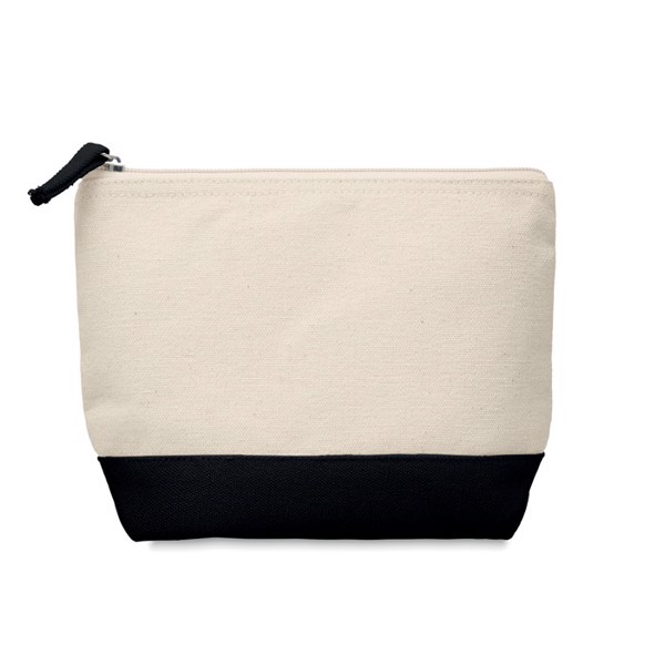 Bicolour cotton cosmetic bag Kleuren - Black