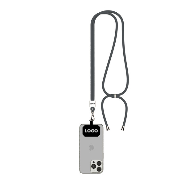 Crossbody 2-tone cord phone holder made of polyester - Charcoal Grey / Silver accessories