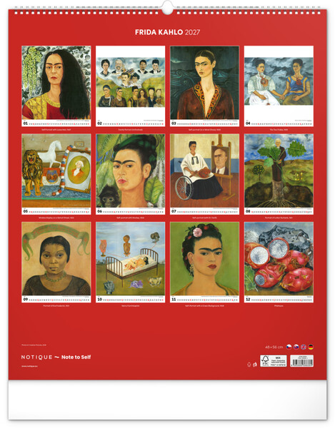 Notique Nástěnný Kalendář Frida Kahlo 2027, 48 x 56 cm