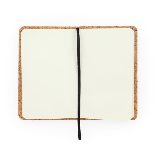 Personalised A6 cork notebook with elastic band and bookmark
