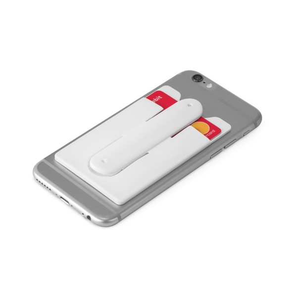 CARVER. Silicone card holder and smartphone holder - White