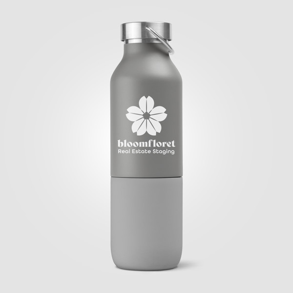 Freya Duo – 2-in-1 590 ml Double-Wall Recycled Stainless Steel Bottle with 325 ml Tumbler - Grey / 4 Colour inkjet