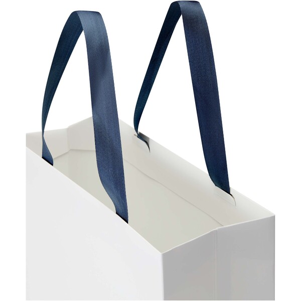 Smartfold 210 g/m² paper bag with ribbon handles and matt lamination -  31 x 12 x 39 cm - Blue