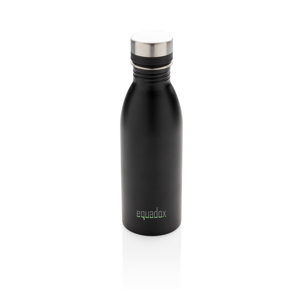 RCS gerecycled roestvrijstalen luxe waterfles - Zwart