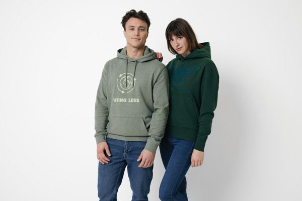 Sweat à capuche en coton recyclé et non teinté Iqoniq Torres - Heather Green / XXS