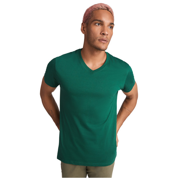T-shirt Samoyedo à col en V et manches courtes pour homme - Blanc / 2XL