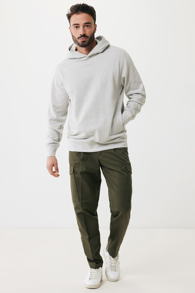 Mikina s kapucí a bočními kapsami Iqoniq Yengo z rec. bavlny - Light Heather Grey / 4XL