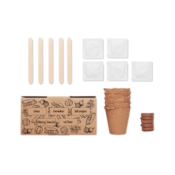 Salad seed kit with soil tablet, paper box