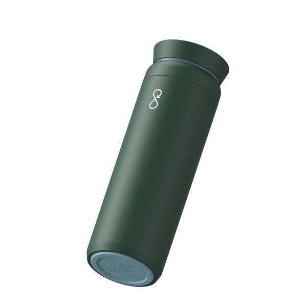 Copo de aço inoxidável reciclado Ocean Bottle Peak Brew 590 ml - Verde floresta