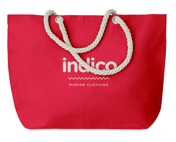 Borsa mare c/manici in corda Menorca - Rosso