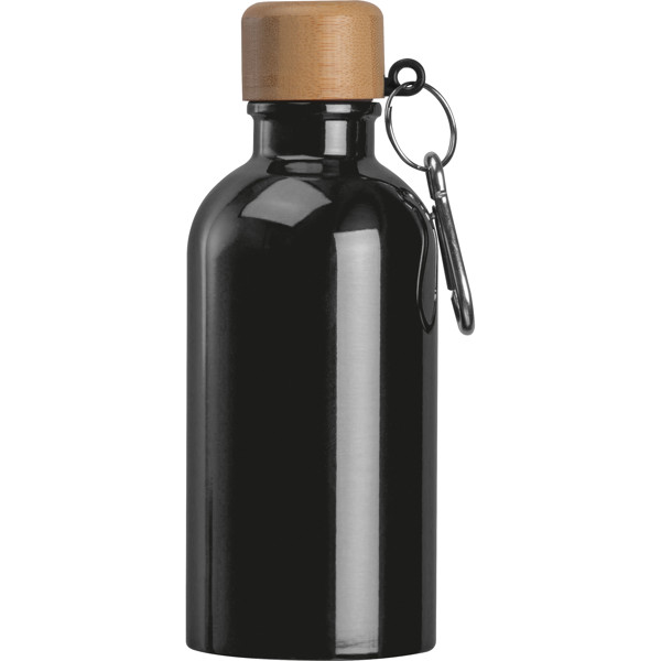 MARILYN Nerezová fľaša s karabínou, 400 ml - Black