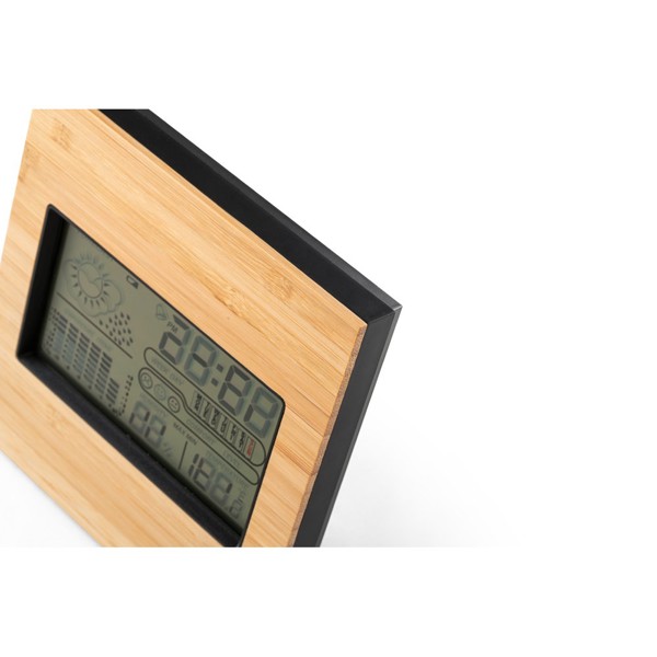 BROMLEY. Stolní meteostanice s LCD obrazovkou z ABS a bambusu