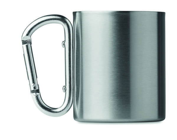 Kovinska skodelica Trumbo, ročaj v obliki karabina, 220 ml - Matt Silver