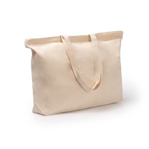 Bolsa de algodón personalizada con fuelle y bolsillo interior