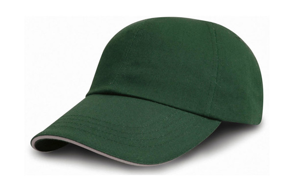 Brushed Cotton Decorator Cap With Sandwich Peak - Black / Red / ONE SIZE