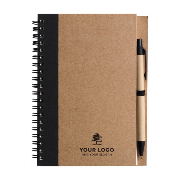 Notebook Stella | Recycled cardboard | Lined | With ballpen - black