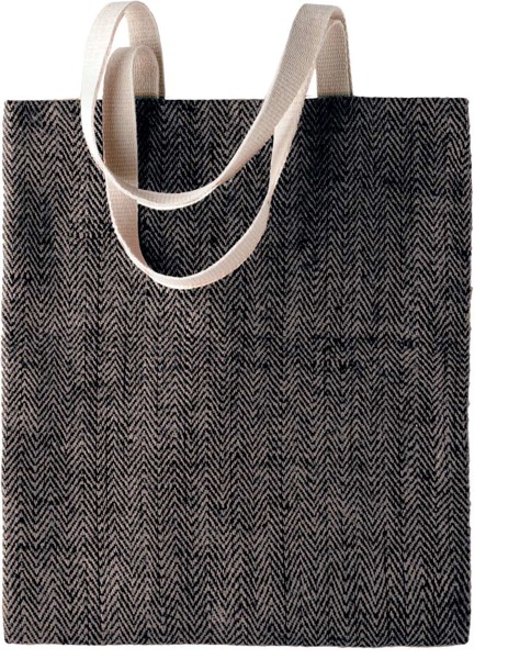 100% Natural Yarn Dyed Jute Bag - Natural / Black