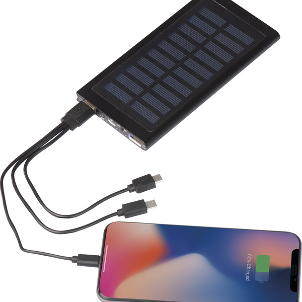 Solar powerbank - 8,000 mAh SAVERIO - Black