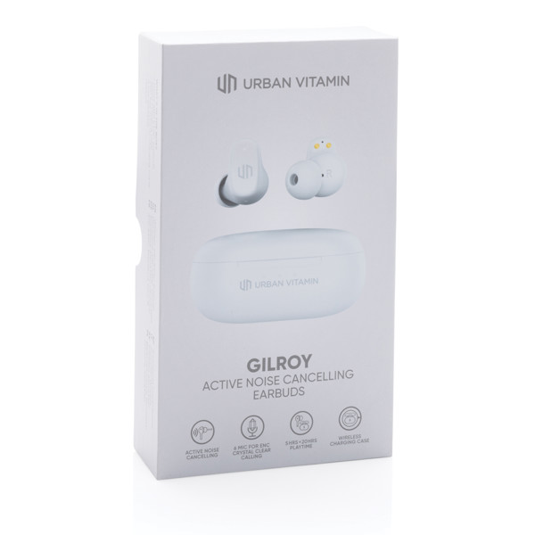 Ušesni čepki Urban Vitamin Gilroy, ANC 30 dB, 20 ur predvajanja - Bela
