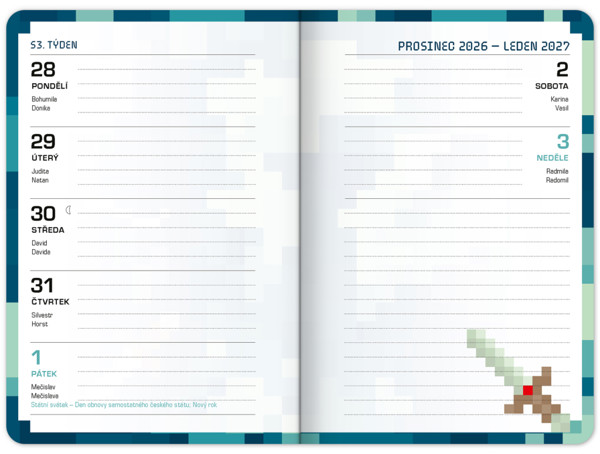 Notique Školní Diář Gamer (Září 2026 – Prosinec 2027), 9,8 x 14,5 cm