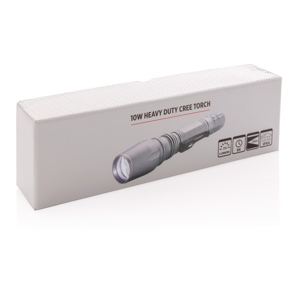 Xd Collection aluminium torch, 10W, 250 lumen - Grey / Black