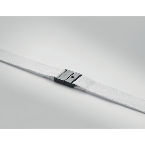 Lannycot cotton lanyard 20mm, safety buckle - White