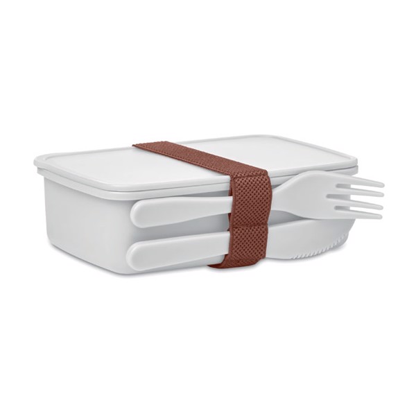 Lunch box with cutlery Sunday - White