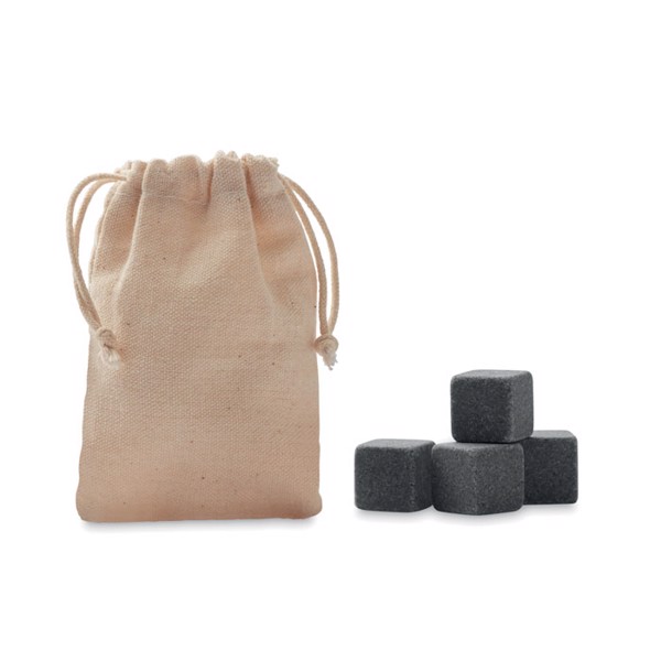 MB - 4 stone ice cubes in  pouch Rocks