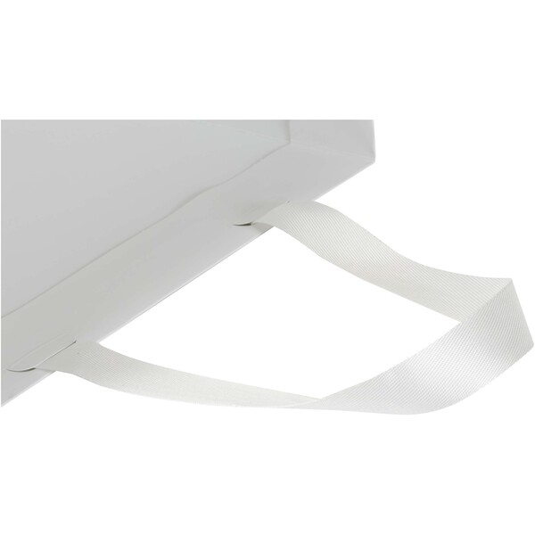 Smartfold 230 g/m2 paper bag with ribbon handles and gloss lamination -  24 x 10 x 24 cm - White