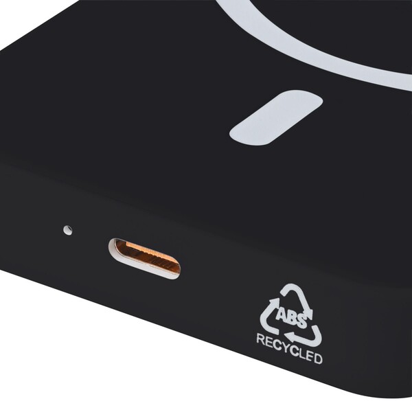 Recyklovaná bezdrôtová nabíjačka ABS powerbank Miren - Čierna