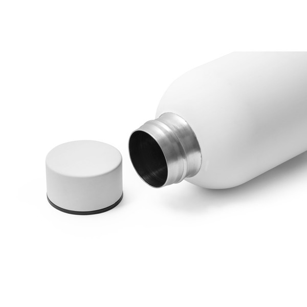 ODIN. Dvoustěnná nerezová (36% recyklace) vakuově izolovaná láhev 550 mL - Bílá