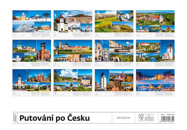 Nástěnný kalendář Putování po Česku 45 × 31,5 cm