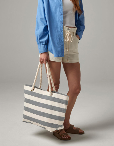 Nautical Beach Bag - Natural / Navy / ONE SIZE