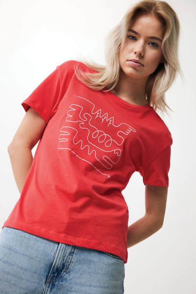 Dámské tričko IQONIQ Yala z recykl. bavlny - Luscious Red / XXS