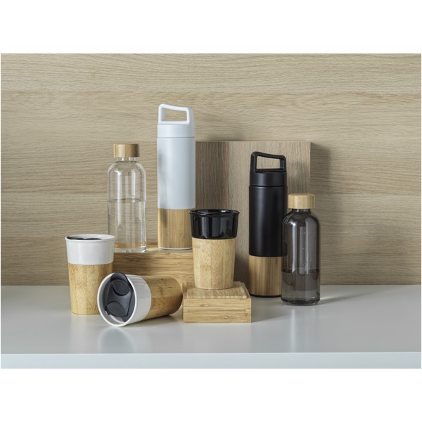 Garrafa de 540 ml de cobre isolada a vácuo em aço inoxidável com parede exterior de bambu "Torne" - Branco