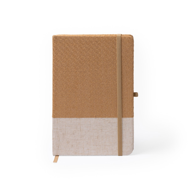 Libreta personalizada A5 de paja natural con tapa rígida y banda elástica