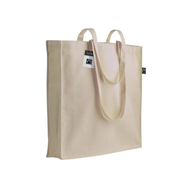Fairtrade®-Zertifizierter Shopper Aus 140G/M2 Baumwolle, Lange Griffe Und Zwickel