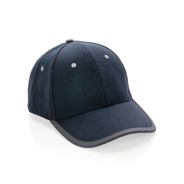Casquette contraste 6 panneaux coton recyclé Impact AWARE™ - Bleu Marine