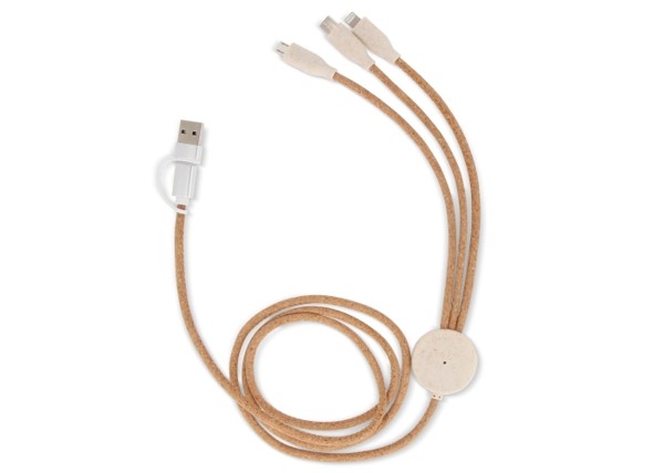 Cork 3 in 1 PD charging &amp; data cable - Nature