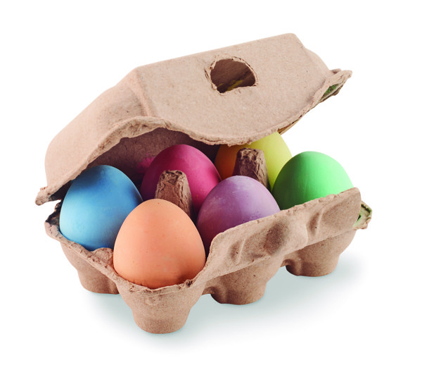 6 chalk eggs in box Tamago