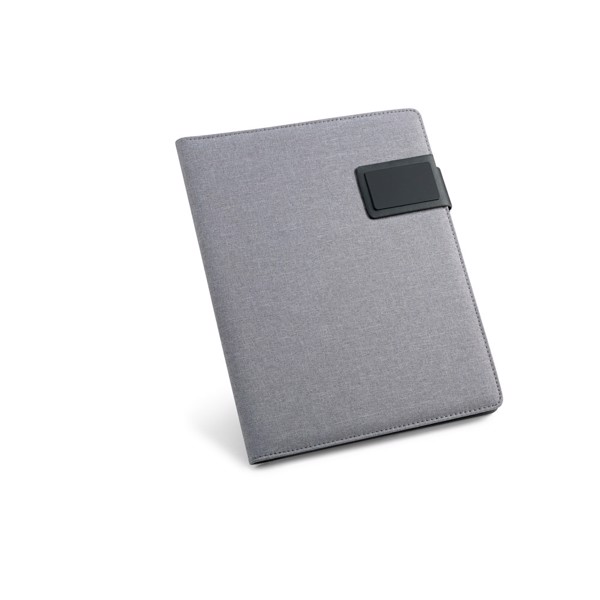 PYNCHON. A5 folder in imitation linen and PU. Lined sheets - Light Grey